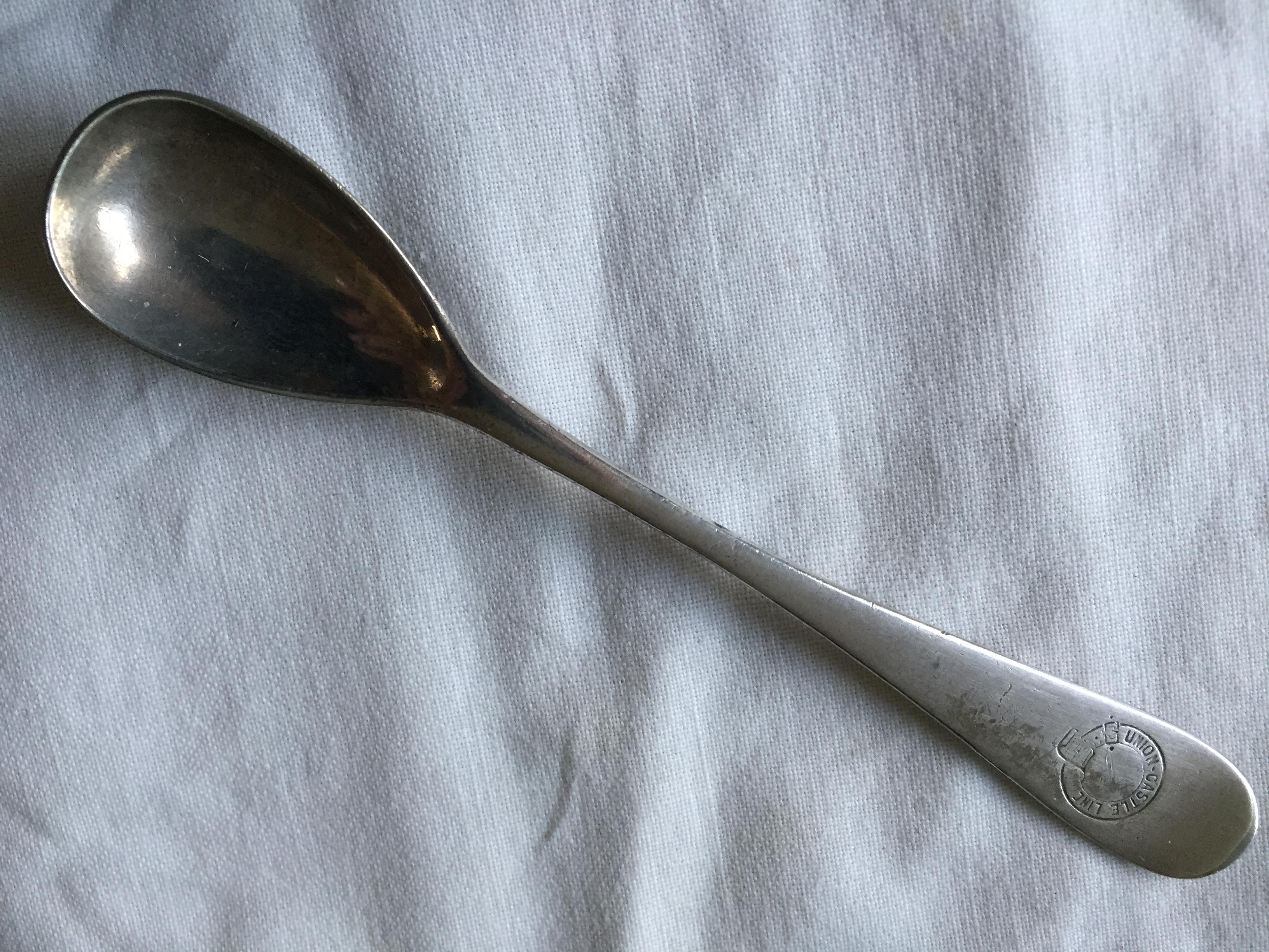 AS USED IN SERVICE RARE FIND MUSTARD SPOON FROM THE UNION CASTLE LINE